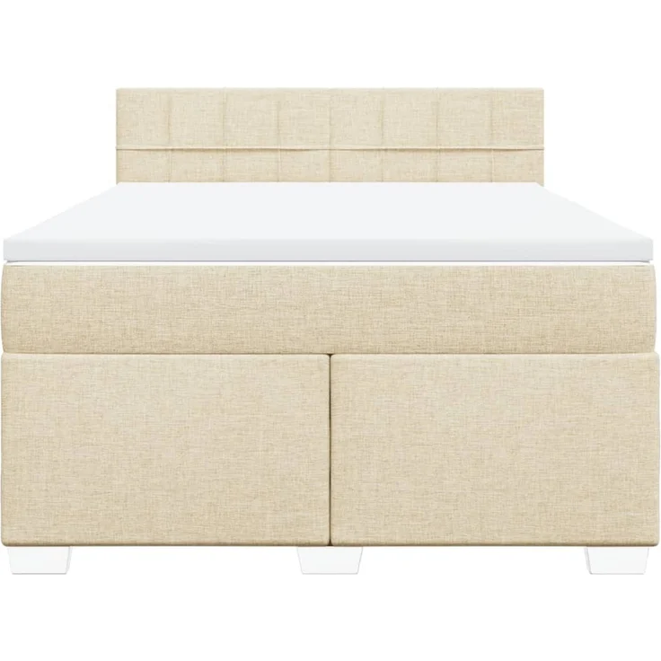 vidaXL Boxspringbett mit Matratze Creme 160x200 cm Stoff 3288244 – Bild 6