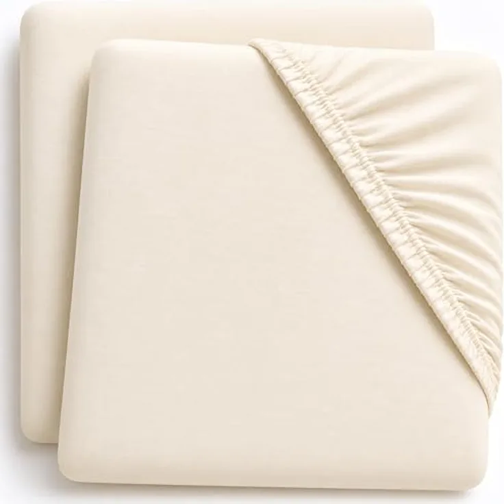 DuDu N Girlie Baumwolle Jersey Kinderbett Spannbettlaken, 60 cm x 120 cm, cremefarben, 2-teilig