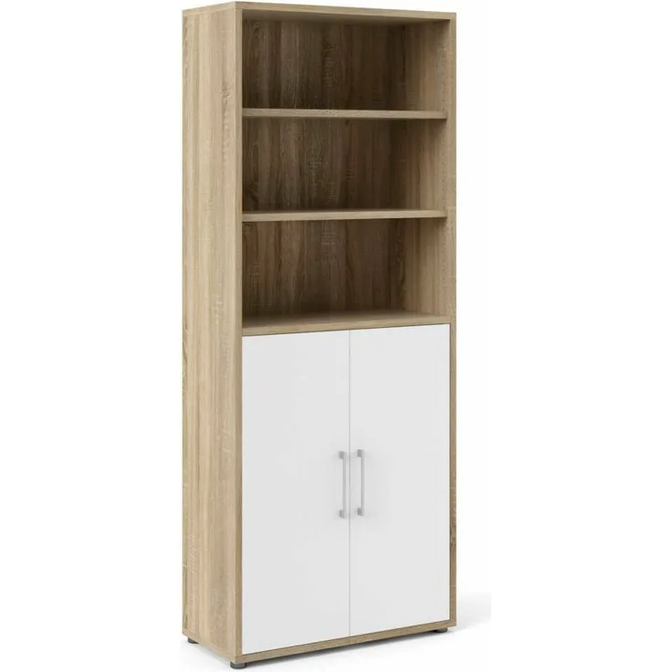 Dmora Kommode Valsesia, Wohnzimmerbuffet, Wohnzimmer-Sideboard, Moderne Küchen-Speisekammer, 89x40 h222 cm, Eiche und Weiß