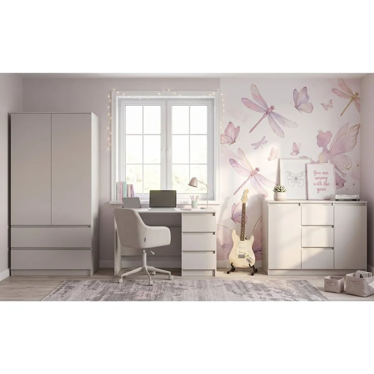 Deine Möbel 24 Schreibtisch SIMO 06, weiß / kaschmir, 110 cm breit, mit 3 Schubladen (SIMO - Kollektion, 1-St, ideal für Arbeitszimmer, Kinder- & Jugendzimmer), Kinderschreibtisch – Bild 3