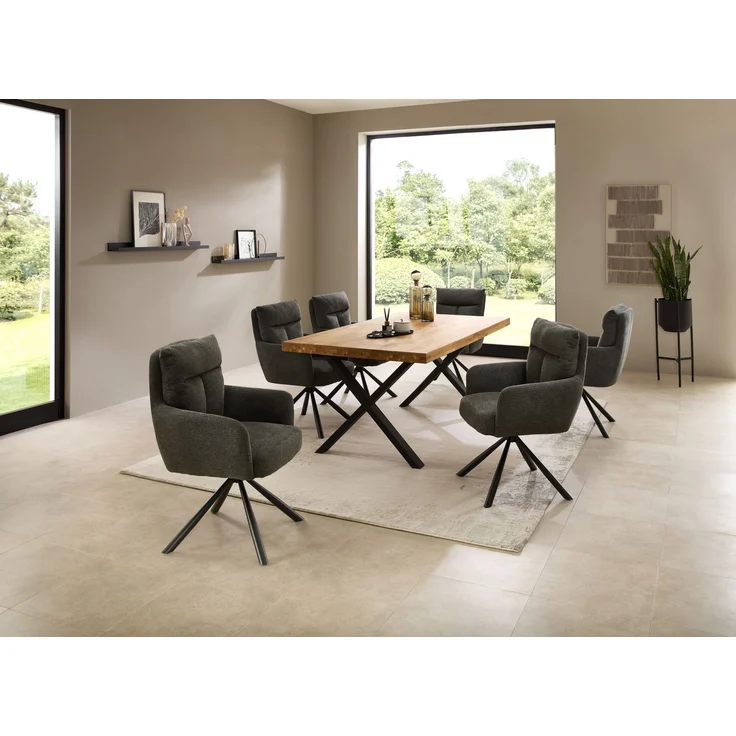 Esstisch >Chris X< in Eiche, schwarz, Massivholz, Metall - 180x76x100cm (BxHxT) – Bild 5
