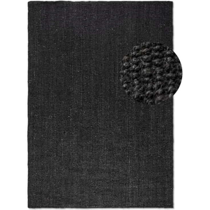 XXXL Flachwebeteppich Bouclé, Schwarz, rechteckig, 60x90 cm, Oeko-Tex® Standard 100, für Fußbodenheizung geeignet, beidseitig verwendbar, pflegeleicht und strapazierfähig – Bild 4