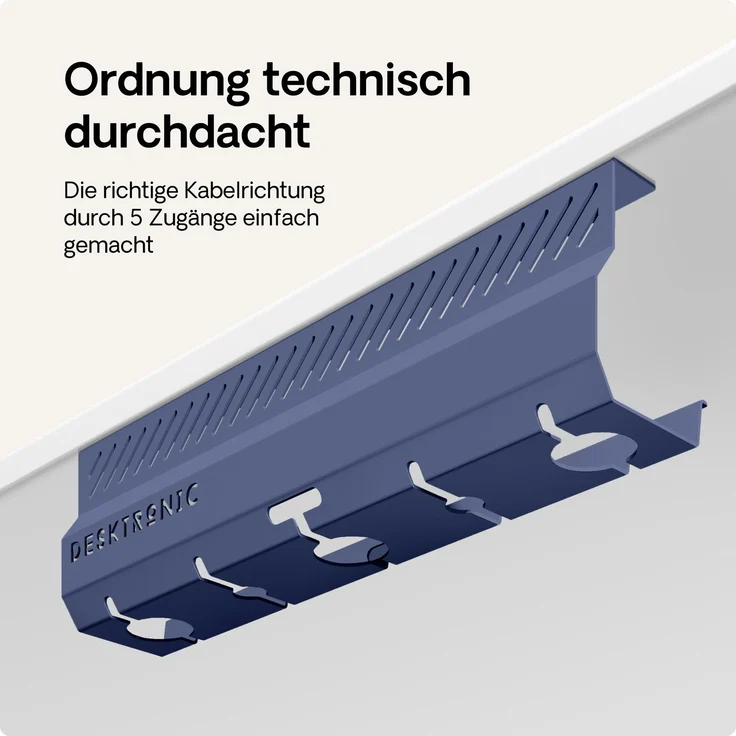 Desktronic Kabelkanal Schreibtisch, 2x43cm, Hochwertiger Stahl, Kabel Organizer für Kabelführung Blau – Bild 4