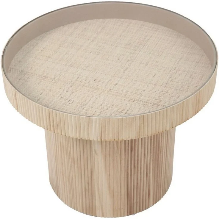 SVITA Beistelltisch MIGUEL (1 Tisch), mit Glasplatte, Coffe Table, Beistelltisch rund, Natur – Bild 3