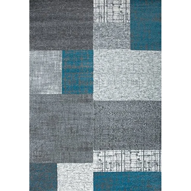 Vimoda Teppich Wohnzimmer Klassisch Karo- kariert Design, Rechteckig, Höhe: 5 mm, Läufer Kachel Optik in Türkis Grau Gelb & Lila Teppich Schlafzimmer – Bild 6