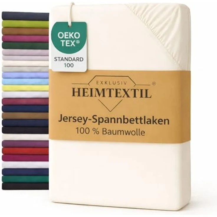 EXKLUSIV HEIMTEXTIL Jersey Spannbettlaken 60 x 120 cm Naturweiss 100% Baumwolle Öko - Tex Zertifiziert Bed-Sheet Bettlaken Spannbetttuch – Bild 1