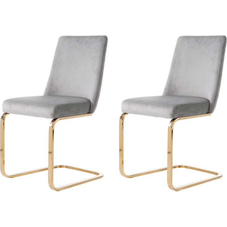 Esszimmerstuhl Samt Grau 2er Set mit Rauten Design Rückenlehne,Polsterstuhl ergonomisch gepolstert mit Metallbeinen, Loungesessel stilvoll weich – Bild 9
