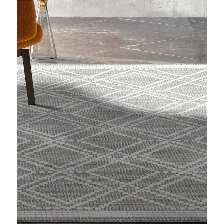 Zenith Blauer Teppich 78 x 150 cm Polyester Grau 88779577 [en. casa] – Bild 4