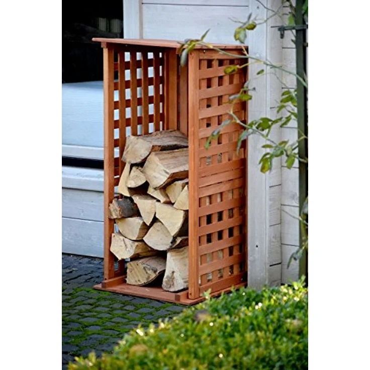 dobar® 29097FSC Kaminholzregal Kompakt | Brennholzregal Massivholz | Kleiner Kaminholzunterstand 0,08 m³ | Feuerholzregal für den Innenbereich | 39 x 39 x 85 cm | Braun – Bild 6