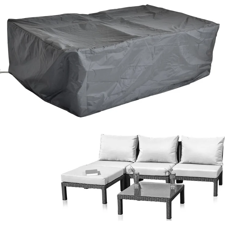 Schutzhülle 197x122x62 Schwarz Gartenmöbel Rattan Abdeckung Plane Haube Wetter – Bild 1