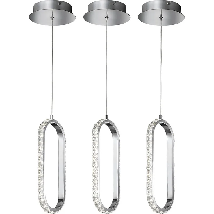 3er Set LED Hängeleuchte, Chrom, verstellbar, Dimmbar, H 150cm – Bild 1