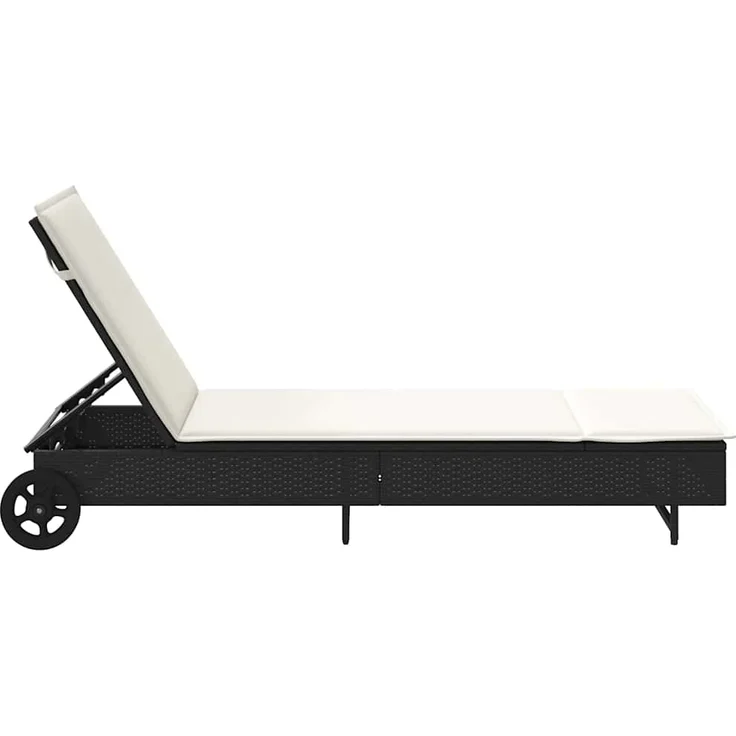 vidaXL Sonnenliege mit Rollen und Auflage Schwarz Poly Rattan 4104033 – Bild 6
