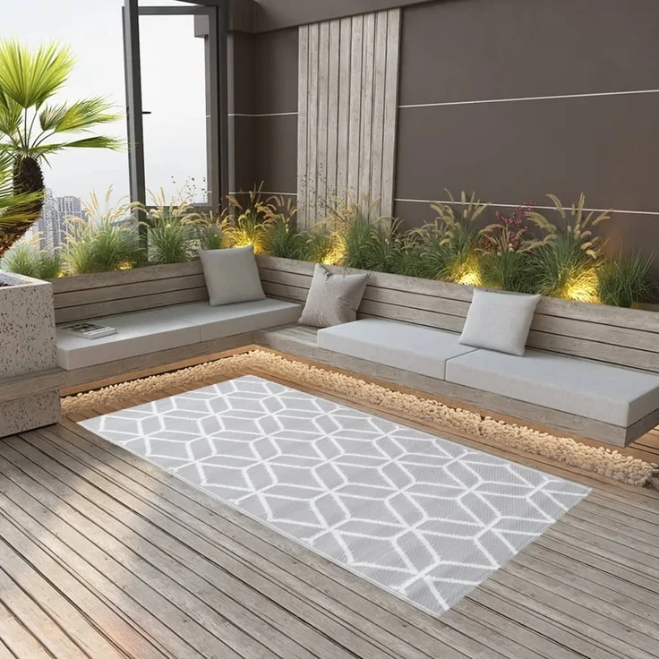 vidaXL Outdoor-Teppich Grau 120x180 cm – Bild 2