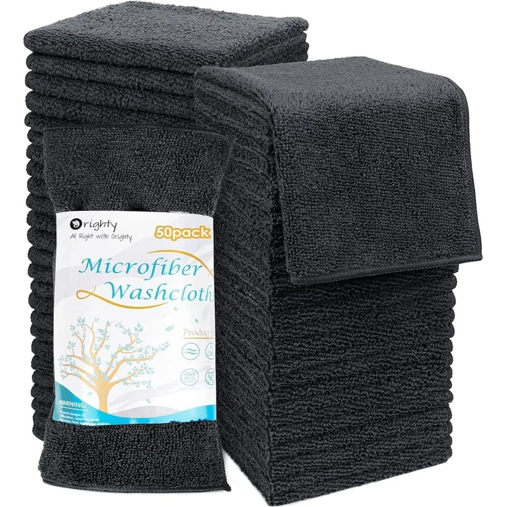 Mikrofaser Waschlappen Handtücher Set superweich schwarz 30,5x30,5 cm – Bild 1