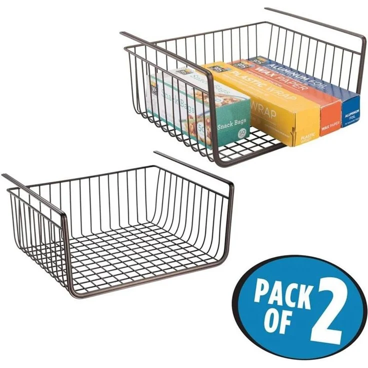 mDesign Hängekorb Drahtkorb Gitterbox Aufbewahrung 2er-Set Metall Bronze – Bild 4