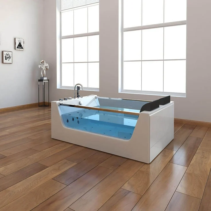 XXL Luxus LED Whirlpool Badewanne + Lichttherapie 180x120 +Heizung +Ozon – Bild 3