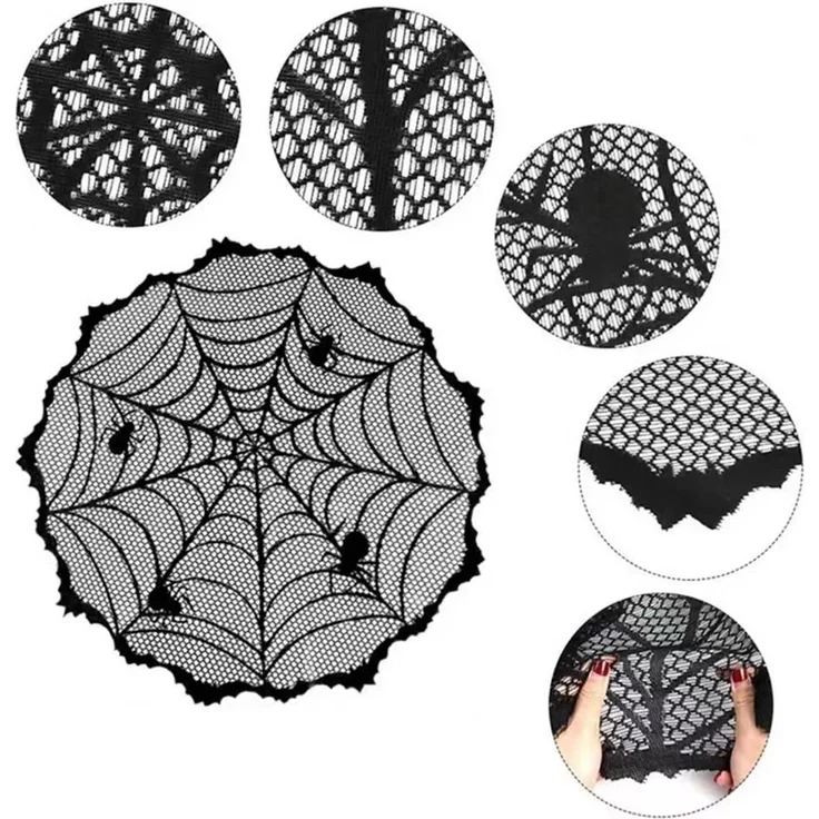 ABC Halloween-Tischläufer mit Spinnennetz-Motiv, rund, 102 cm – Bild 2