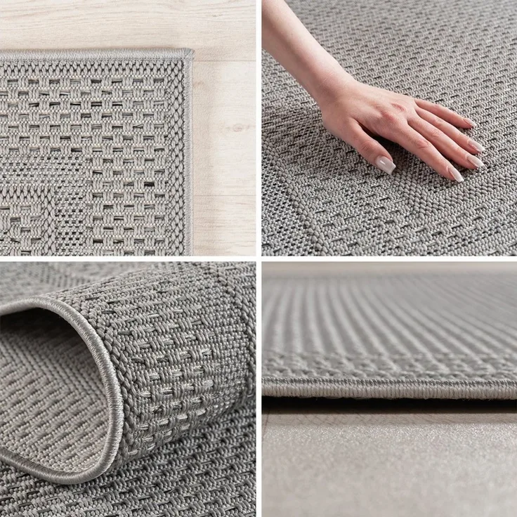 Carpettex Outdoorteppich Schlichter Flatweave Teppich mit Rahmen, Rund, Höhe: 5 mm, Outdoor Teppich Wetterfest Modern Design Wohnzimmer Küchen Terrasse
