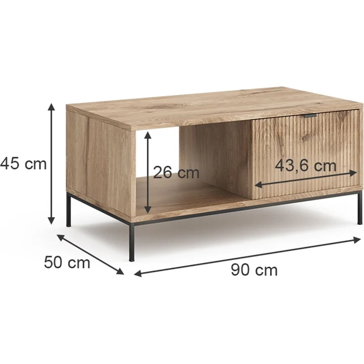 Couchtisch Eliza Viking Oak 90 x 50 cm mit einer Schublade Vicco – Bild 3