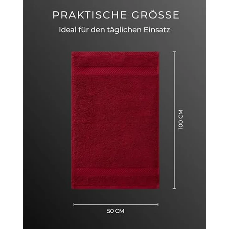 Luckytowel Handtücher Set 50x100 cm, Oeko-TEX Frottee Handtuch-Set mit 600 g/m², 2er Pack rot, flauschig & saugstark mit Aufhängeschlaufe – Bild 4