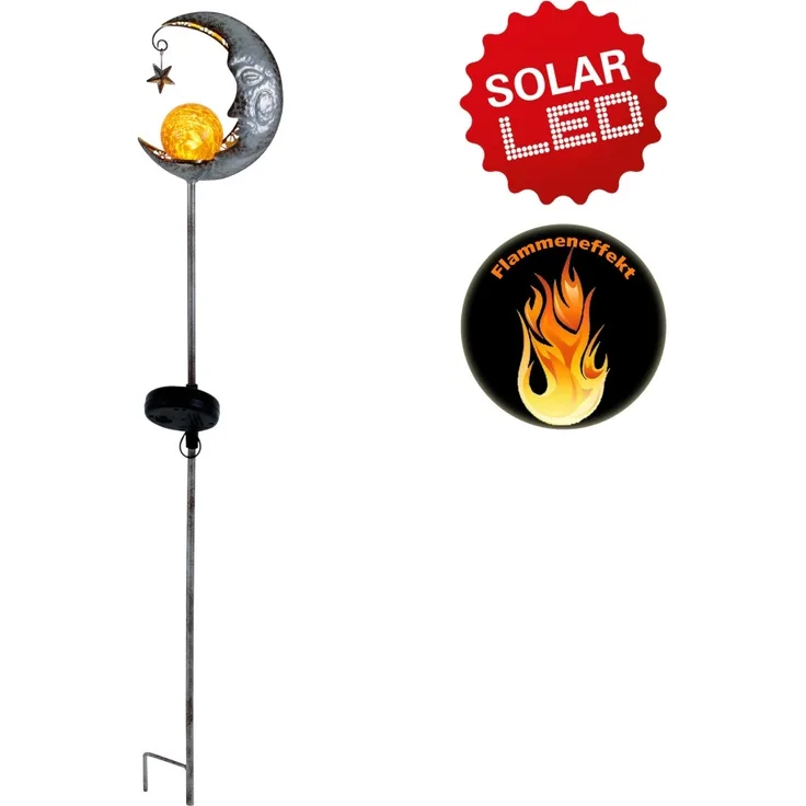 Näve Solar-Gartenleuchte LED Mond 87,5 cm silber