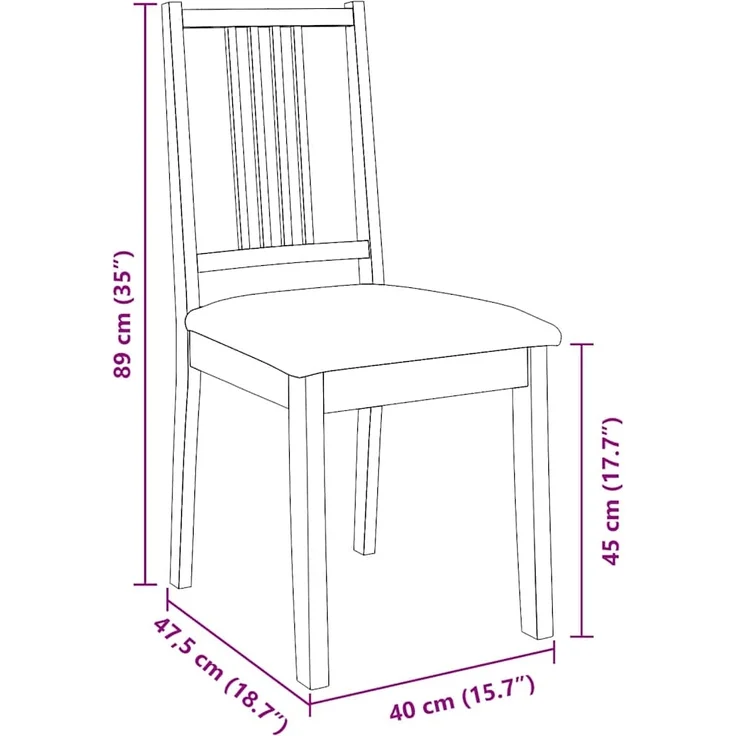 vidaXL Esszimmerstühle mit Kissen 2 Stk. Natur Massivholz Gummibaum 4102397 – Bild 10
