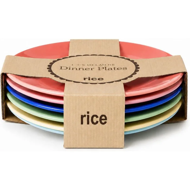 rice Teller-Set Melamin Teller Set Bunt 6er Set leicht für Alltag & draußen (6-tlg), Melamin