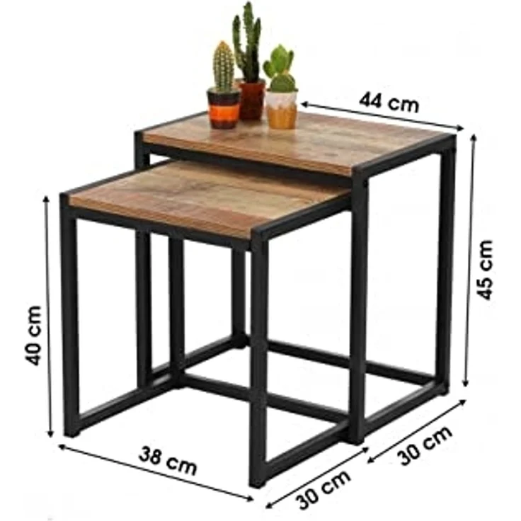 Set de 2 Tables basses Gigognes décor Chêne et métal Noir - Riverside – Bild 3