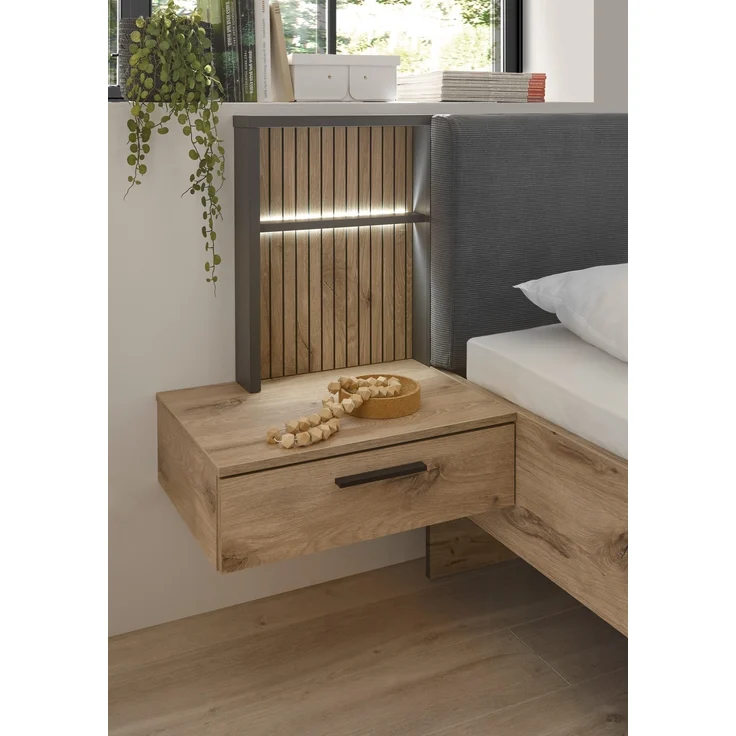 Schlafzimmer-Set >Daria< (3-teilig) Kleiderschrank, Passepartout , Bett, Viking Oak / Graphit – Bild 8