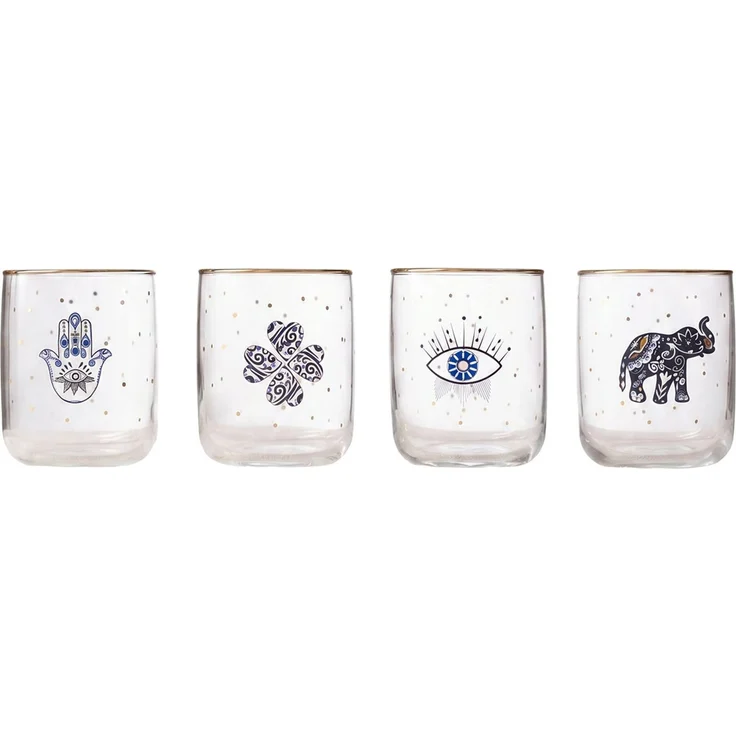 Hermia Concept 'Lucky 280 HC' Gläser-Set (4-teilig), Gold / Transparent, 7,2 x 7,2 x 8,9 cm, 280 ml – Bild 3