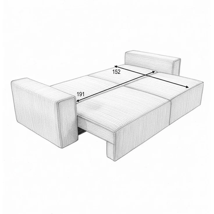 Wohnero24 Schlafsofa HIRA 240x102 cm – Premium Cord Sofa Braun mit Schlaffunktion 191x152 cm & Bettkasten – Bild 6