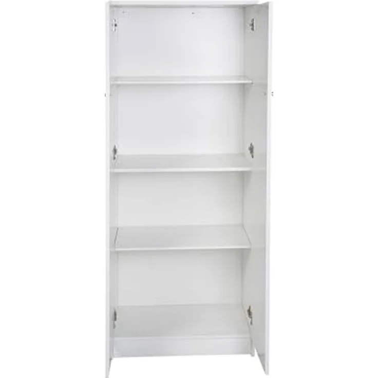 Dmora Schrank mit 2 Türen aus weißem Laminat, 2 verstellbare Türen, 1 festes Regal – Bild 2
