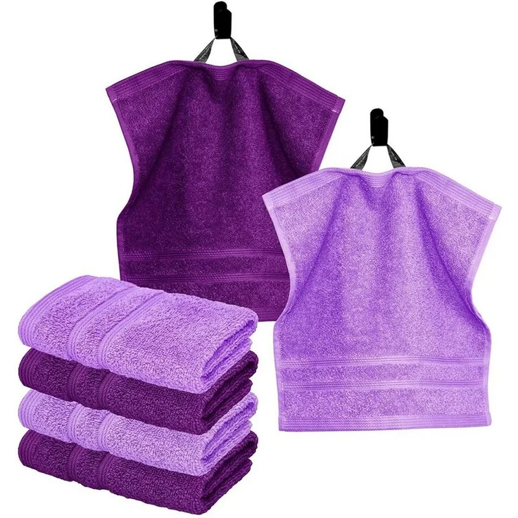 Lashuma Handtuch Set London, Frottee (Set, 6-St), Saugstarke Waschlappen Lila 30x30 cm – Bild 5