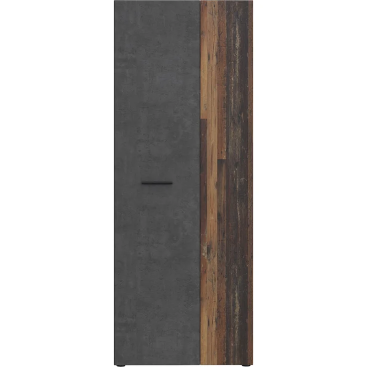Forte NET306 Mehrzweckschrank 70, rustikaler Schrank, 1-türig, für Flur, Hauswirtschraftsraum, Holzwerkstoff, Old-Wood Vintage Holzdekor/Betonoptik, 68,7 cm breit x 181,1 cm hoch x 36,5 cm tief – Bild 2