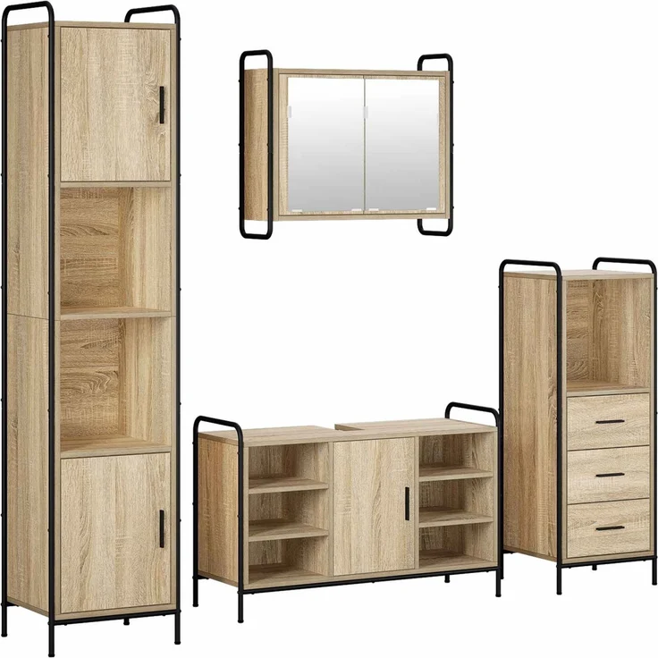 vidaXL Badezimmerschrank-Set 4 stk. Sonoma-Eiche 40 x 36 x 181 cm 3444634 – Bild 2