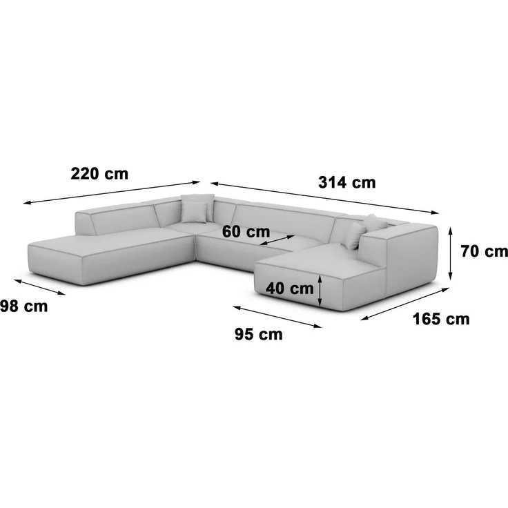 Polster Wohnlandschaft Liranda U-Form Lounge - Samtstoff - Creme - Rechts – Bild 6