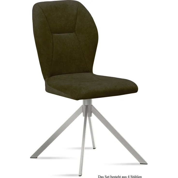 Esszimmerstuhl (4er-Set) Dorthy 51x92x60 Edelstahl/Khaki