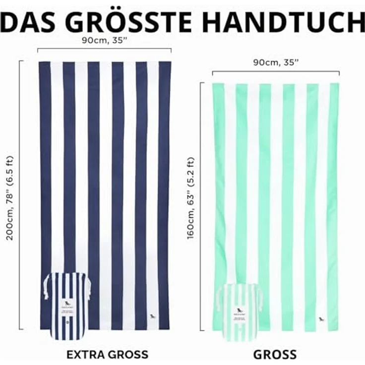 Dock & Bay Strandhandtuch Cabana - Extra Large (200x90cm, 78x35) - Schnell trocknende Mikrofaser, 100% recycled, ohne Sand, inkl. Beutel, Whitsunday Blue – Bild 2
