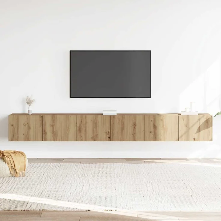vidaXL 3-tlg. TV-Schrank-Set Wandmontage Artisan-Eiche Holzwerkstoff 3329204 – Bild 2
