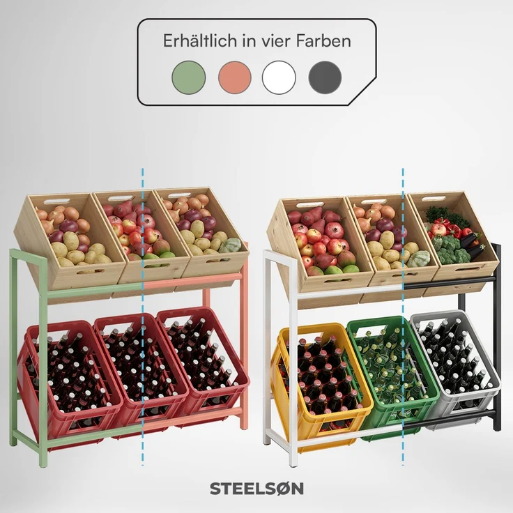 STEELSØN 'Macondo' Getränkekistenregal, Metall, grün, 85x105x33 cm, Getränkeregal für 6 Kisten – Bild 8