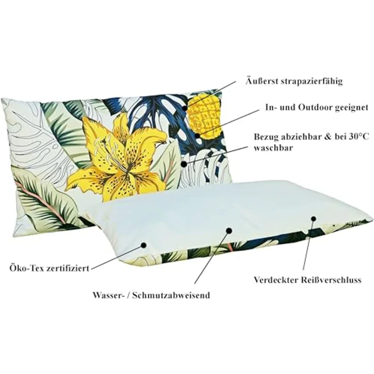 JACK Dekokissen Outdoor Lounge Kissen 30x50cm Motiv inkl. Füllung, mit Lotus-Effekt, Robust, Strapazierfähig, für Innen & Außen geeignet – Bild 8