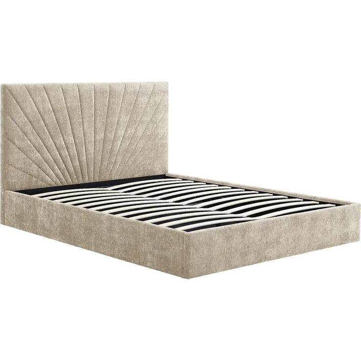 Vente-unique - RIBIOLA Bett Stoff Beige - B 213 cm x H 110 cm x L 188 cm – Bild 3