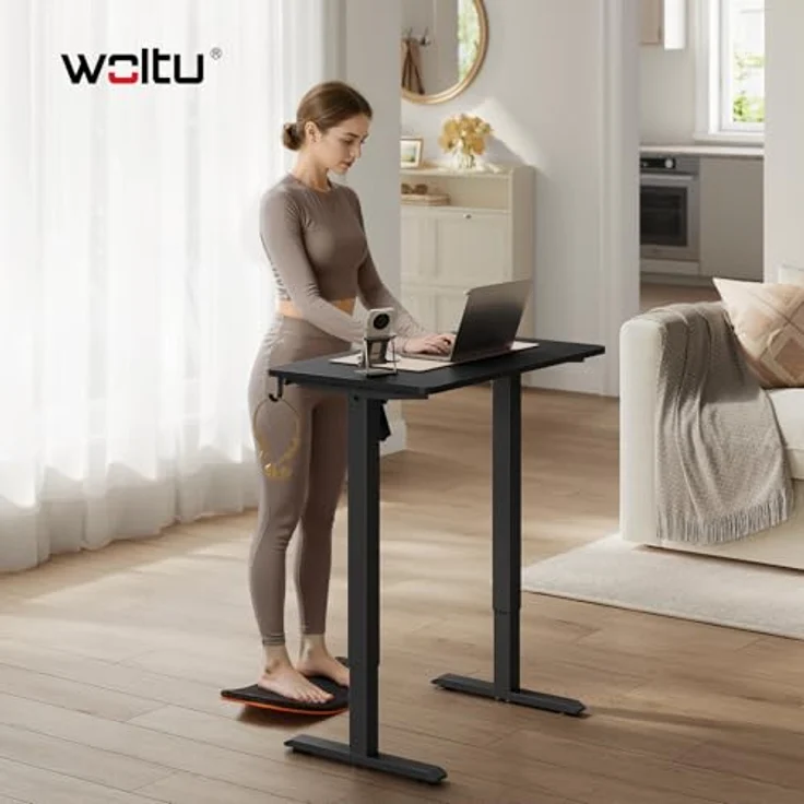 WOLTU Höhenverstellbarer Schreibtisch Elektrisch mit Memory-Funktion, 80kg Tragkraft, Kollisionsschutz, 80 x 48 cm, Schwarz – Bild 2