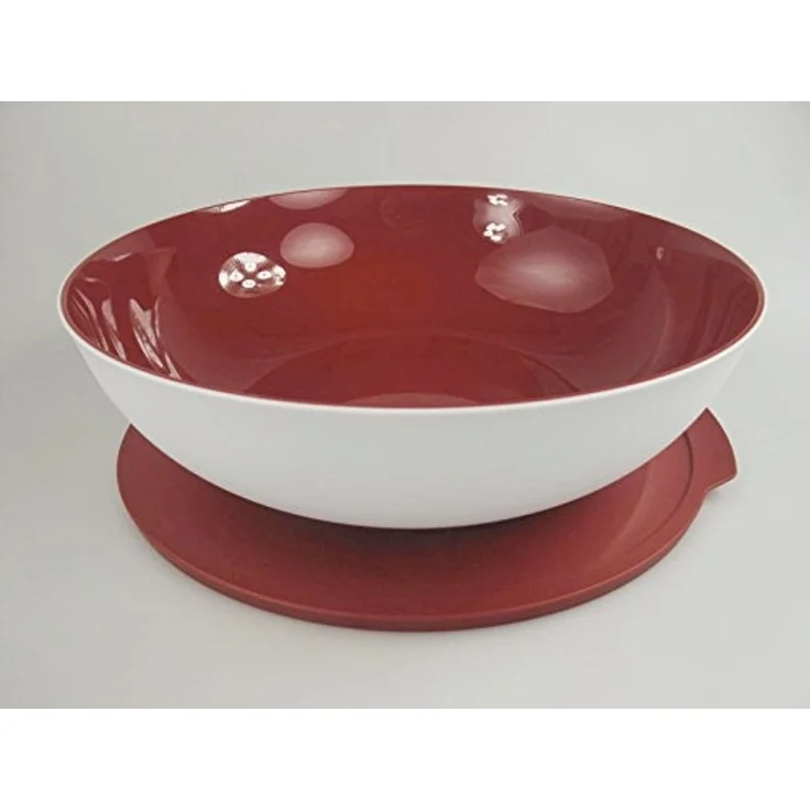 TUPPERWARE Servierschüssel Tupperware Allegra Schale 3,5 Liter in bordeaux rot/weiß – Bild 2