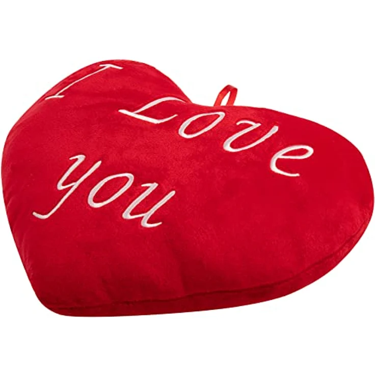 Deuba Herzkissen I Love You Liebe 26cm flauschig weich gestickter Schriftzug Plüschherz Plüschkissen Kissen Kuschelkissen – Bild 4
