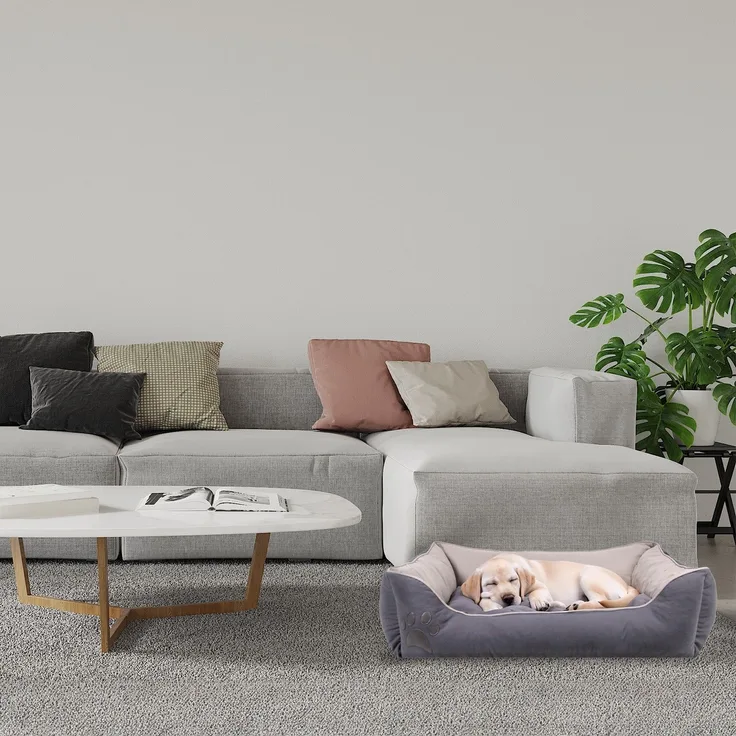 Paws & Whiskers 'Lucy Dog & Cat L - Grey' Haustierbett, Grau / Hellgrau, 75 x 95 x 22 cm