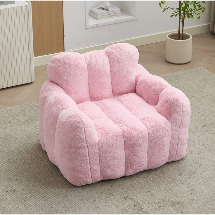 Sitzsack Rosa, 90cm×105cm×75cm – lotusförmiges Bodensofa aus weichem Plüsch – Bild 4