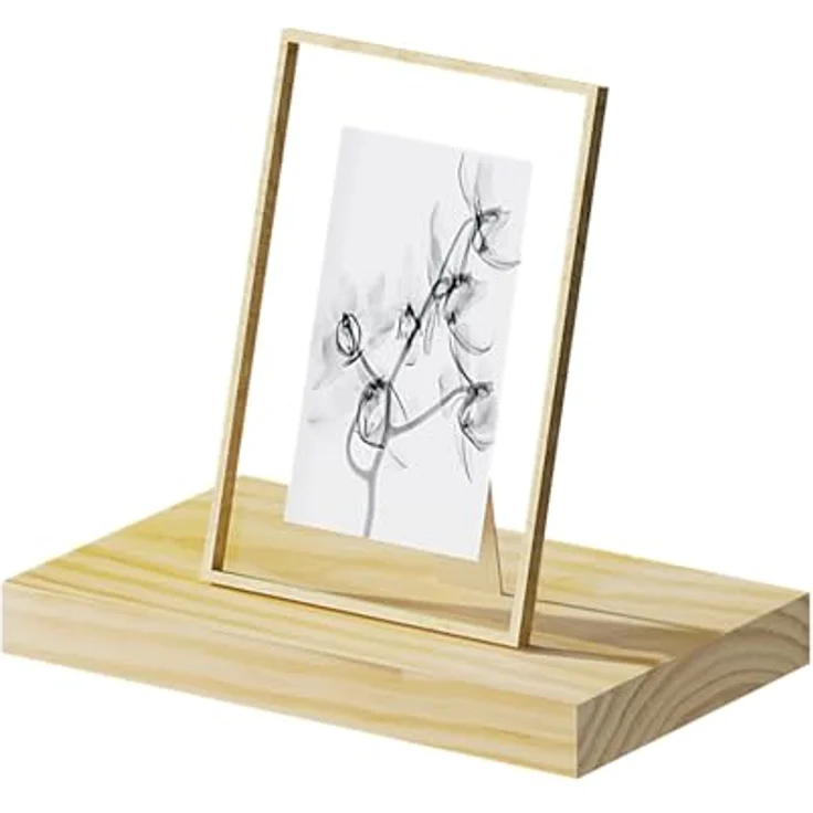 eSituro Wandregal Holz, Regal Wand, Hängeregal, Schweberegal, Regalbrett 30 x 19 x 3,5 cm, Wand Regal, für Küche Wohnzimmer Schlafzimmer, Wandboard mit unsichtbarer Halterung, Holzoptik – Bild 2