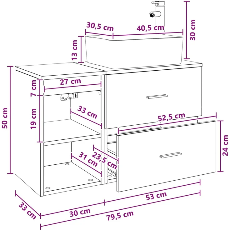 vidaXL Badezimmerschrank-Set 2 stk. Schwarz Eichen-Optik 3403897 – Bild 11
