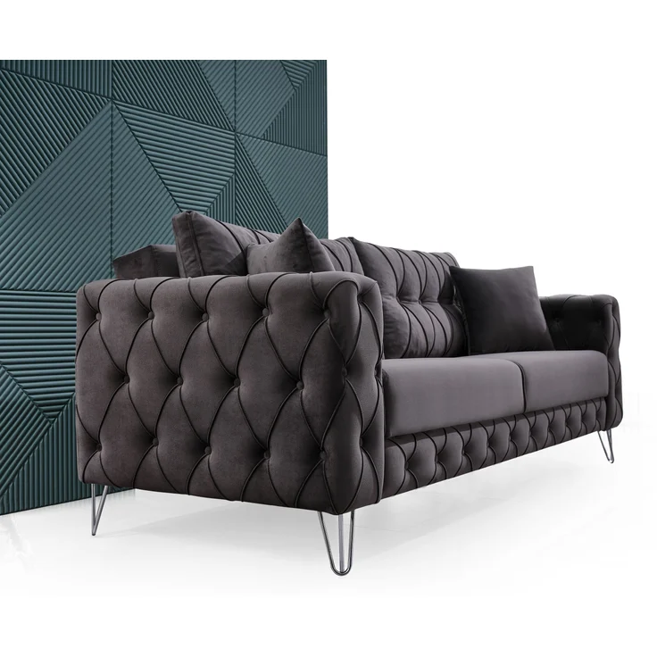 Sitzgruppe/Sofa Set - Wohnzimmergarnitur "Arabella" 3+3+1-Anthrazit – Bild 2